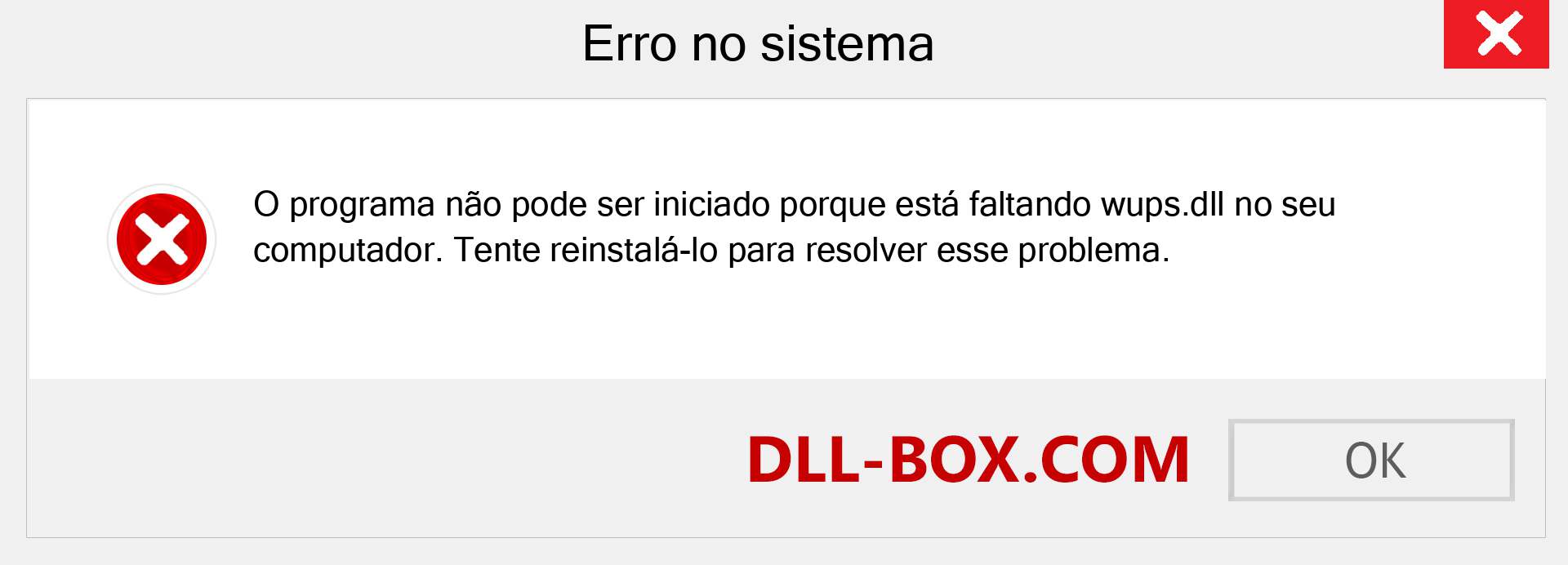 Arquivo wups.dll ausente ?. Download para Windows 7, 8, 10 - Correção de erro ausente wups dll no Windows, fotos, imagens